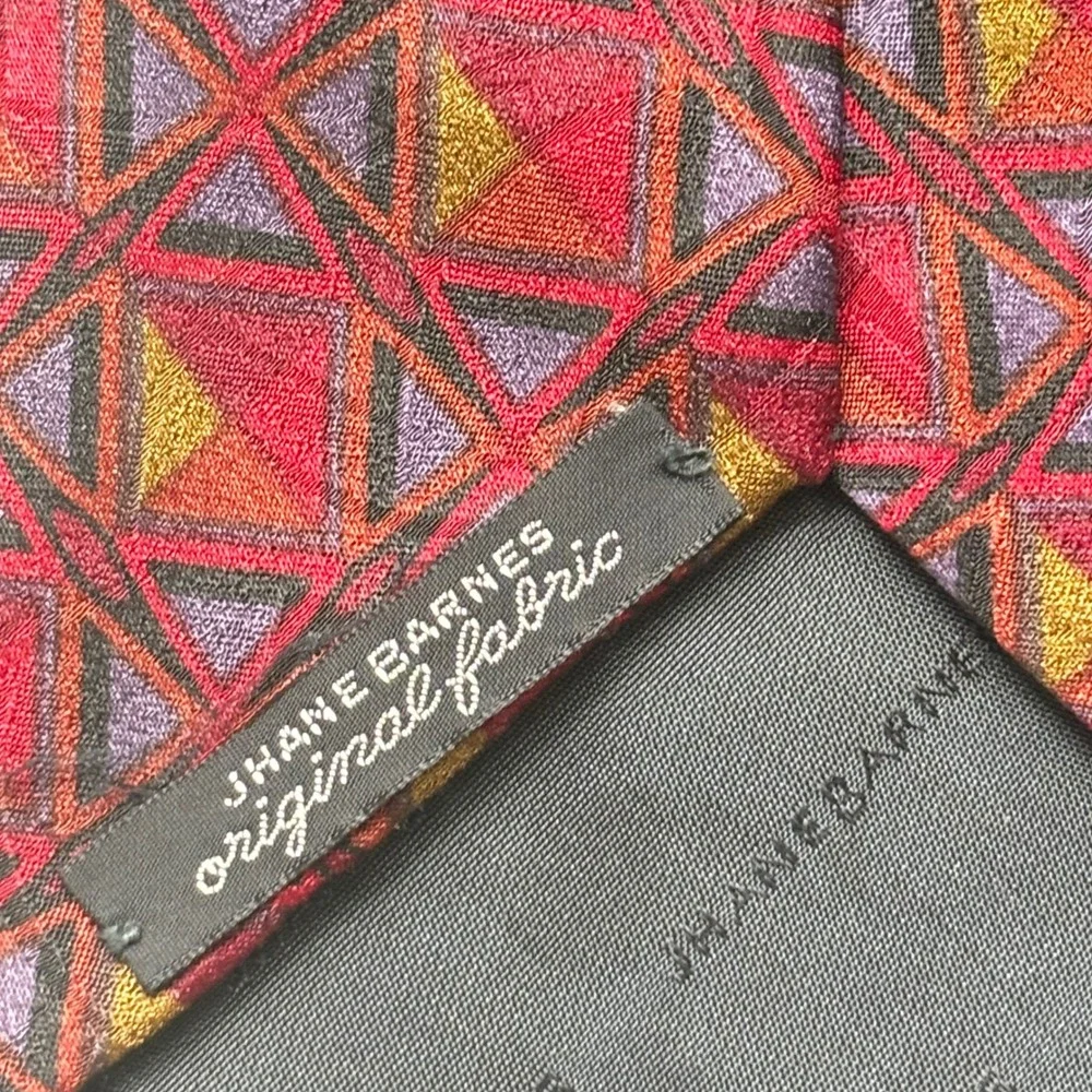Jhane Barnes Original Fabric Silk Necktie Red Geometric Made in Japan 4x58